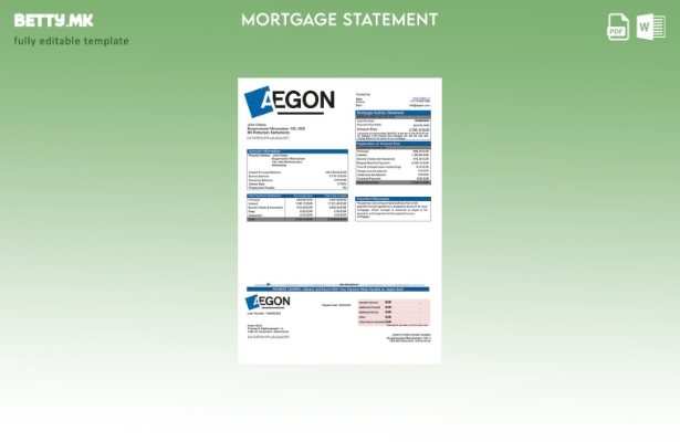 модерен стил Извештај за хипотека на холандската Aegon Bank Шаблон за Word и PDF